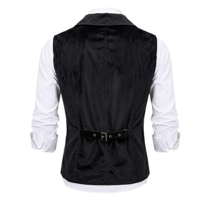 Gilet da uomo in stile steampunk vittoriano, nero e bordeaux. - image 9