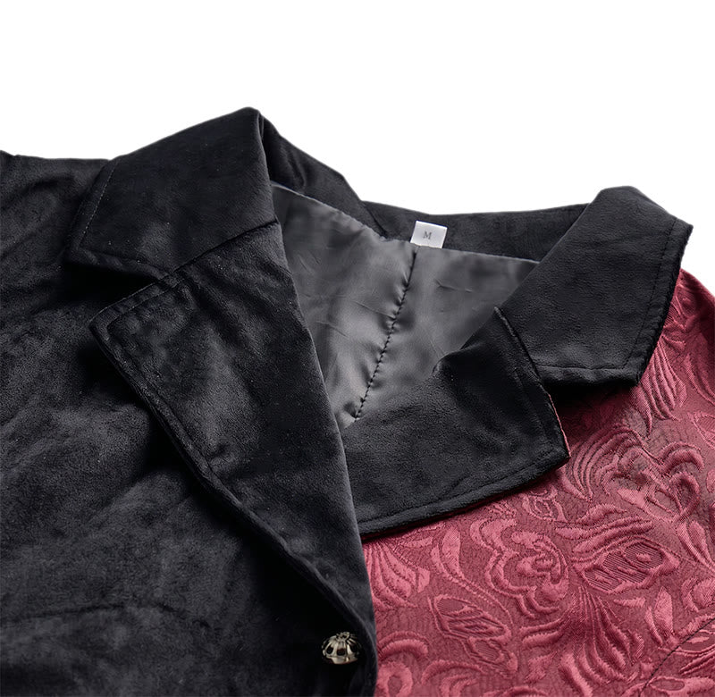 Gilet da uomo in stile steampunk vittoriano, nero e bordeaux. - image 4