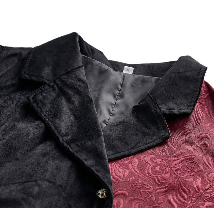 Gilet da uomo in stile steampunk vittoriano, nero e bordeaux. - image 4