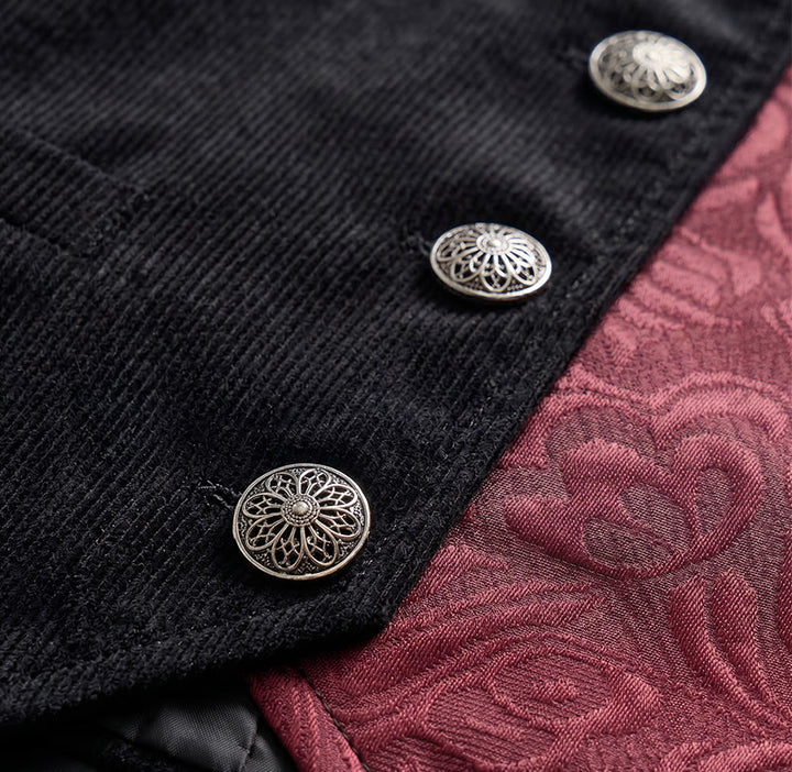 Gilet da uomo in stile steampunk vittoriano, nero e bordeaux. - image 5