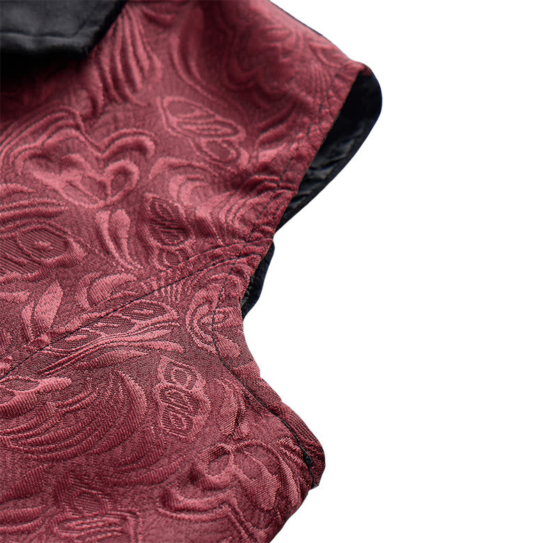 Gilet da uomo in stile steampunk vittoriano, nero e bordeaux. - image 7