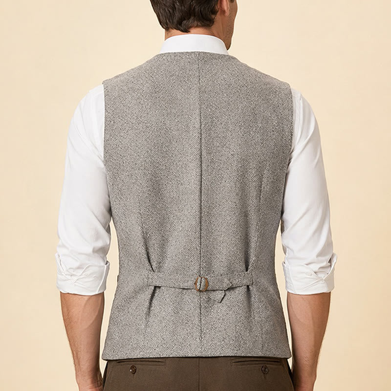 Gilet da uomo classico in misto lana con 4 tasche - image 2