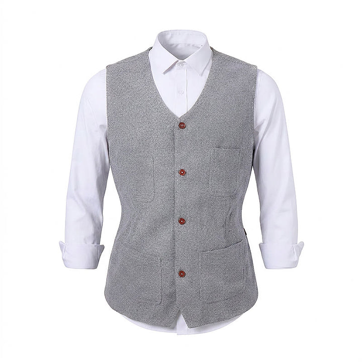 Gilet da uomo classico in misto lana con 4 tasche - image 11