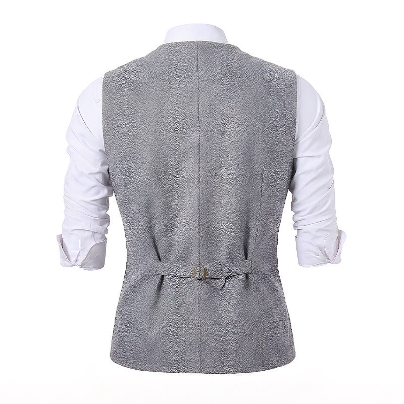Gilet da uomo classico in misto lana con 4 tasche - image 12