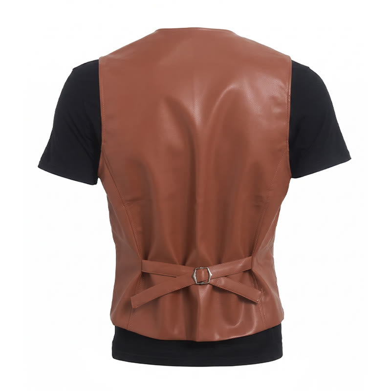 Gilet in pelle da uomo Four Seasons, casual ed elegante, da indossare a strati. - image 13