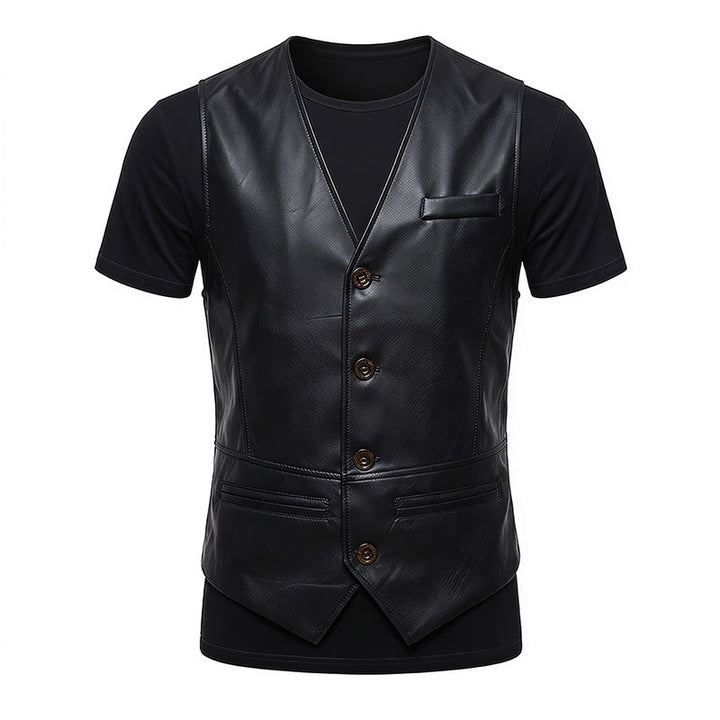 Gilet in pelle da uomo Four Seasons, casual ed elegante, da indossare a strati. - image 14