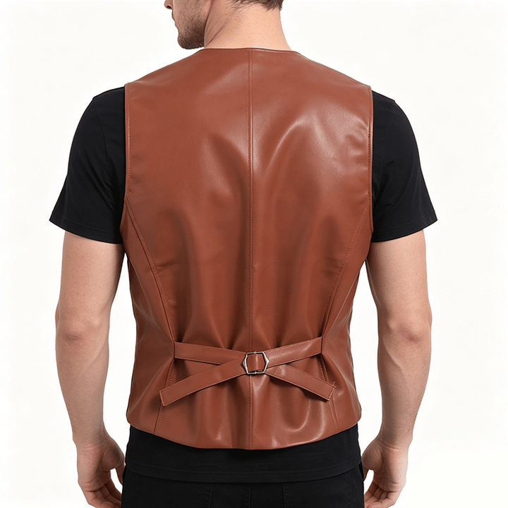 Gilet in pelle da uomo Four Seasons, casual ed elegante, da indossare a strati. - image 3