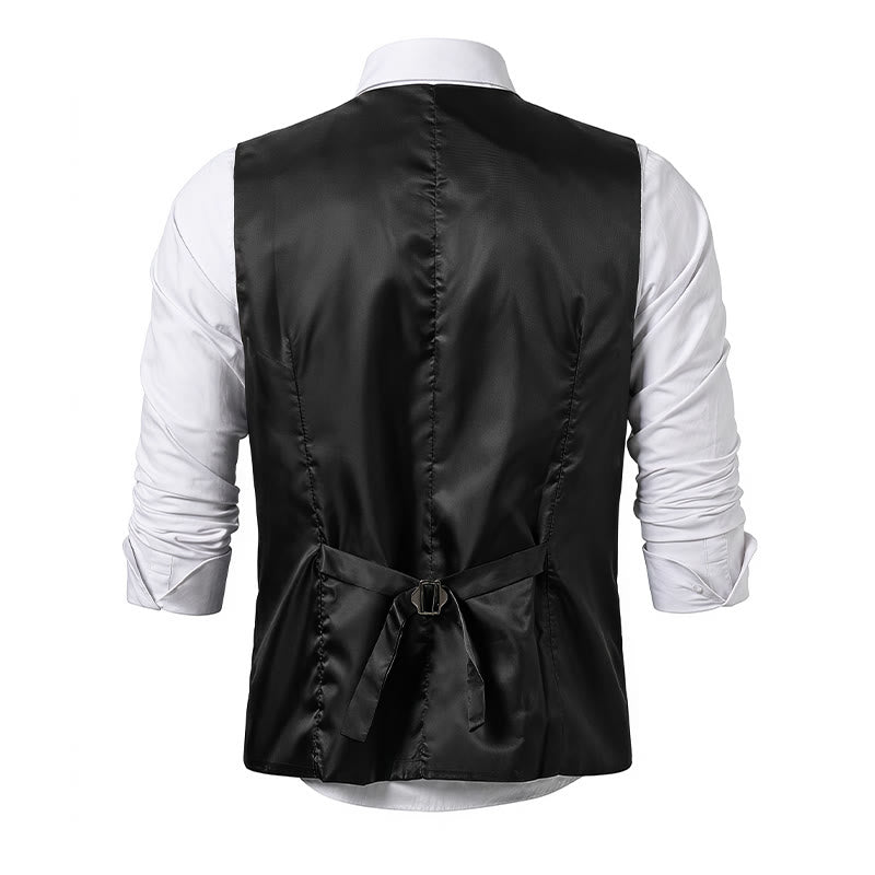 Gilet da uomo gessato in stile retrò con catena a rosa sul risvolto - image 12