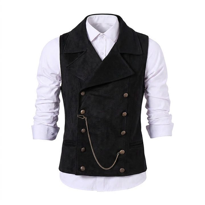 Gilet da uomo retrò doppiopetto con catena in bronzo - image 17