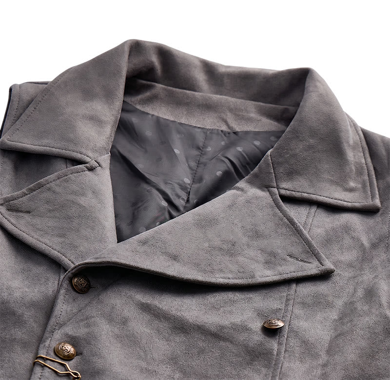 Gilet da uomo retrò doppiopetto con catena in bronzo - image 10