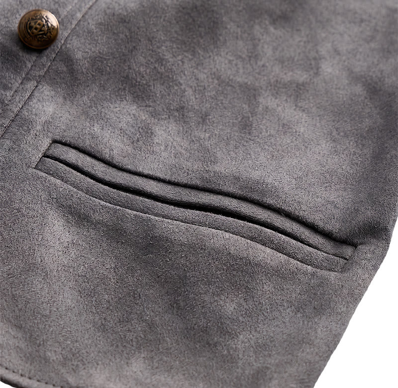 Gilet da uomo retrò doppiopetto con catena in bronzo - image 12
