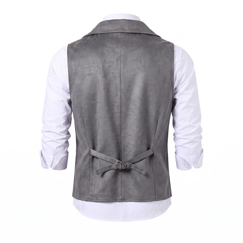 Gilet da uomo retrò doppiopetto con catena in bronzo - image 16