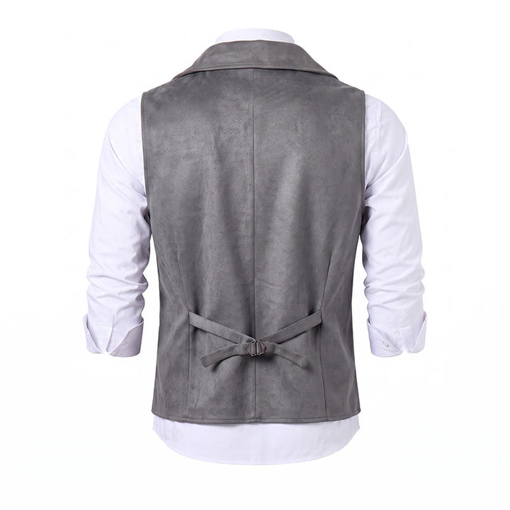 Gilet da uomo retrò doppiopetto con catena in bronzo - image 16