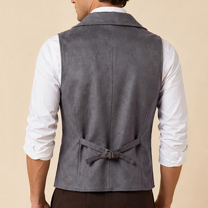 Gilet da uomo retrò doppiopetto con catena in bronzo - image 2