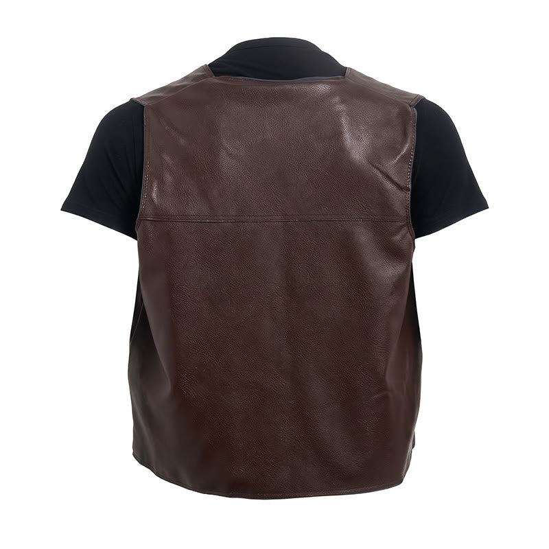 Gilet da uomo in pelle con tasche con cerniera, disponibile in due modelli: spesso o sottile. - image 10