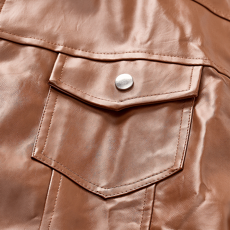 Gilet da motociclista casual da uomo in pelle con tasche a patta - image 6