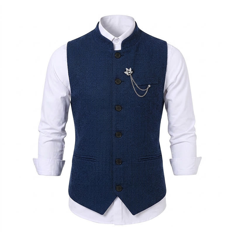 Gilet da uomo vintage in tweed con spilla a catena reale - image 17