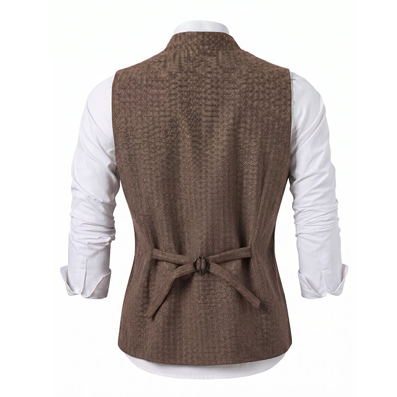 Gilet da uomo vintage in tweed con spilla a catena reale - image 14