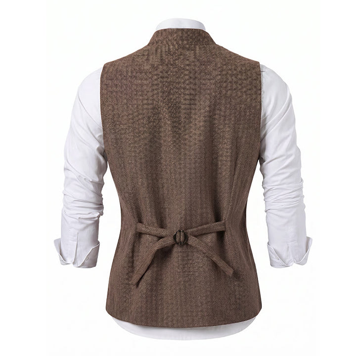 Gilet da uomo vintage in tweed con spilla a catena reale - image 14