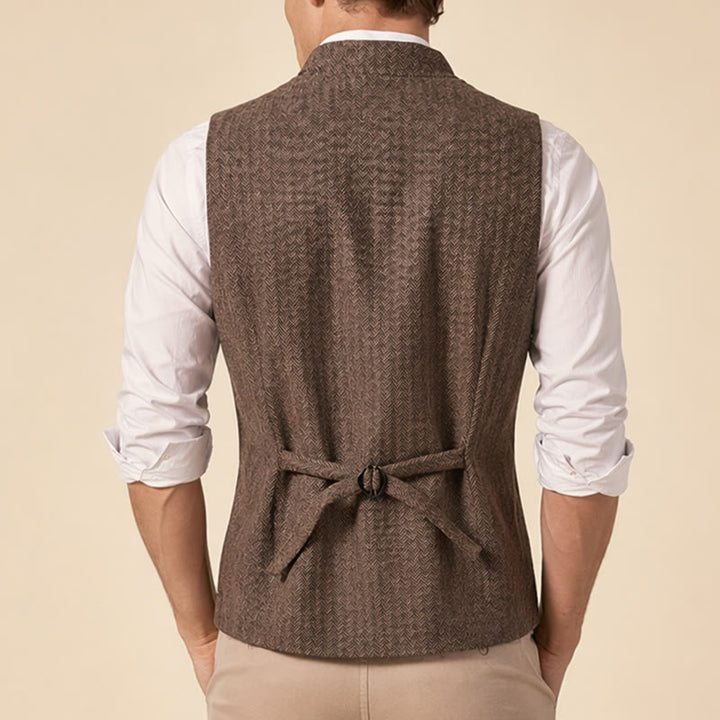 Gilet da uomo vintage in tweed con spilla a catena reale - image 2