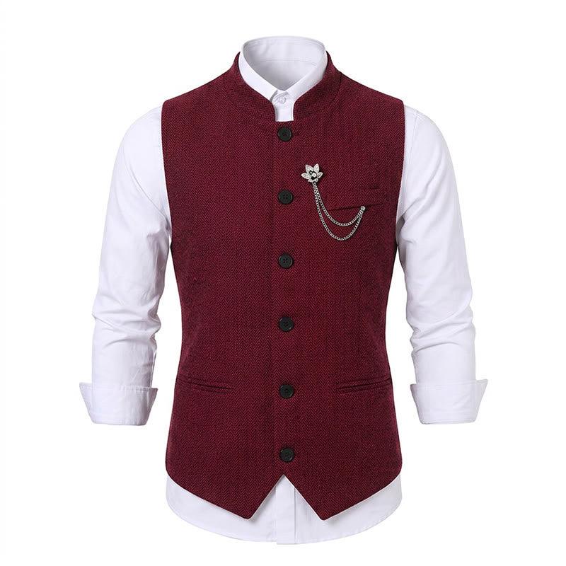 Gilet da uomo vintage in tweed con spilla a catena reale - image 16