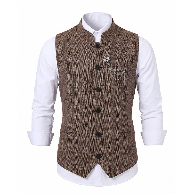 Gilet da uomo vintage in tweed con spilla a catena reale - image 13
