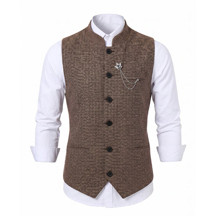 Gilet da uomo vintage in tweed con spilla a catena reale - image 13