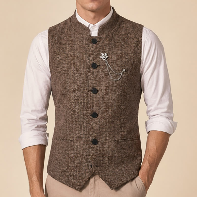 Gilet da uomo vintage in tweed con spilla a catena reale - image 1