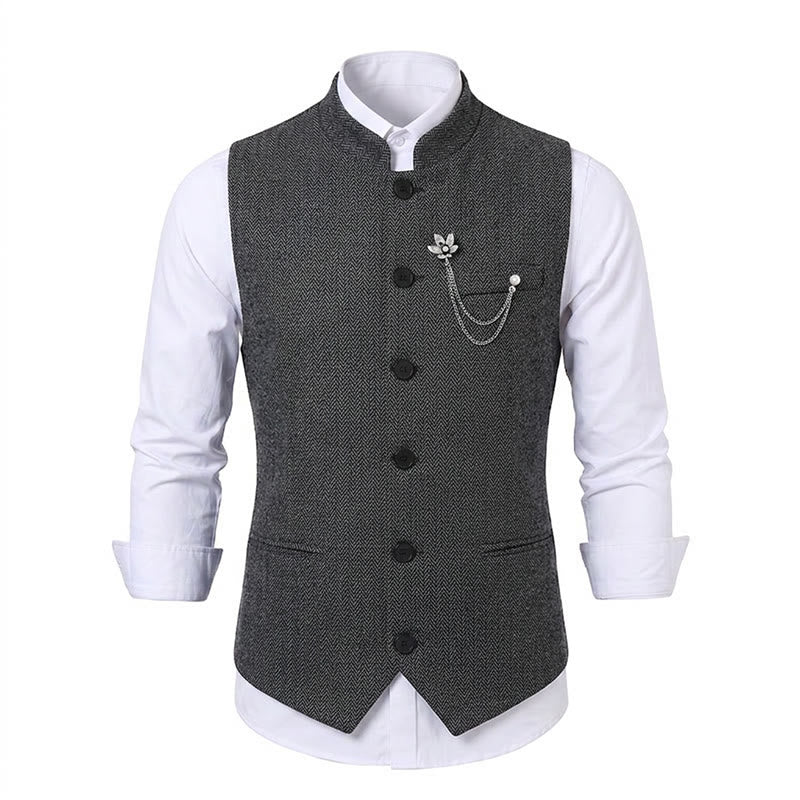 Gilet da uomo vintage in tweed con spilla a catena reale - image 15