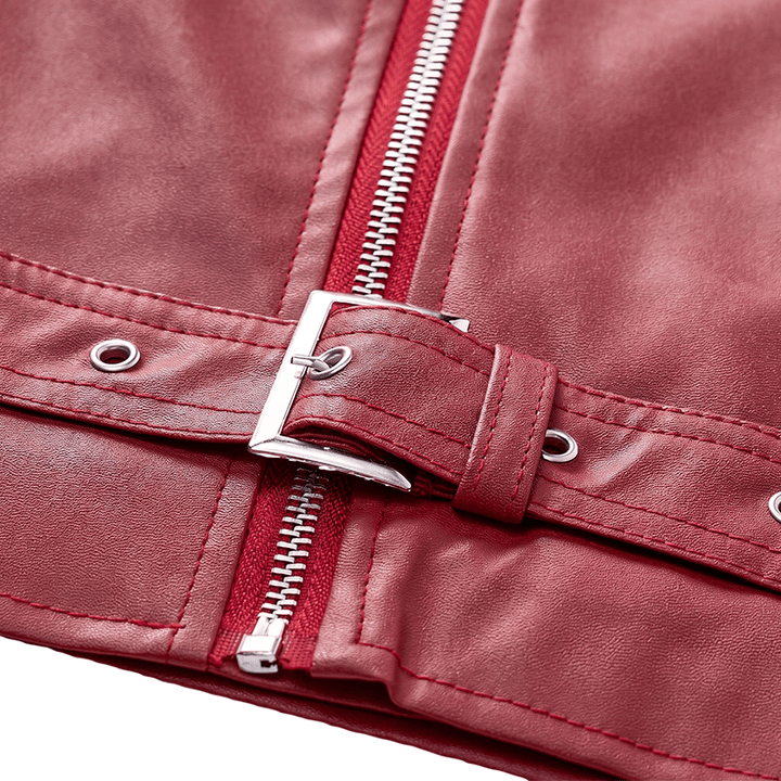 Gilet da motociclista in pelle da uomo in stile punk con revers asimmetrici e cerniera. - image 9