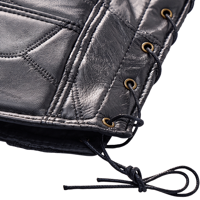 Gilet da motociclista in pelle stile punk con coulisse laterale - image 9
