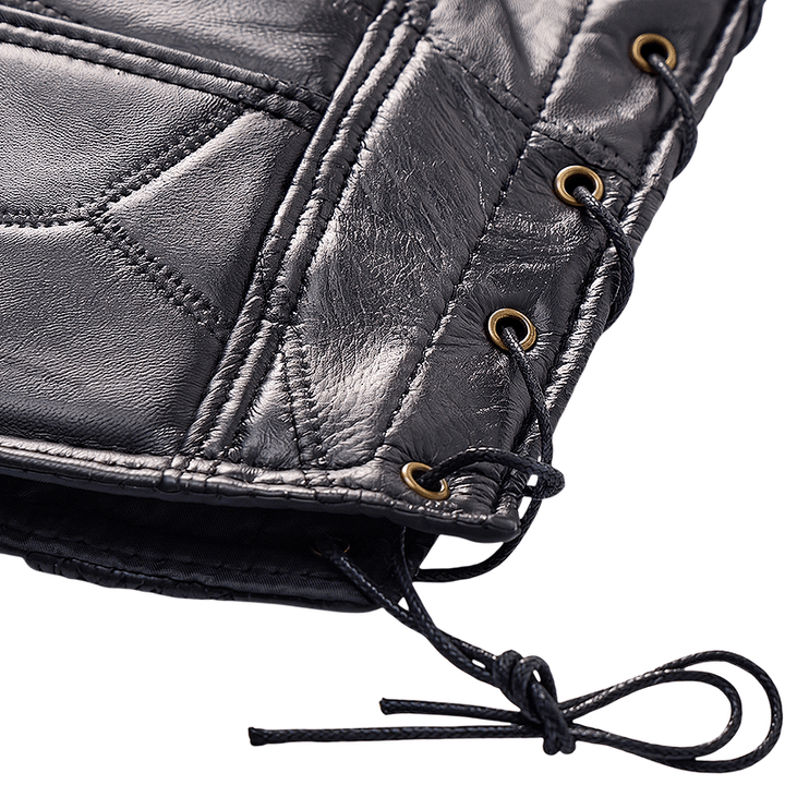 Gilet da motociclista in pelle stile punk con coulisse laterale - image 9