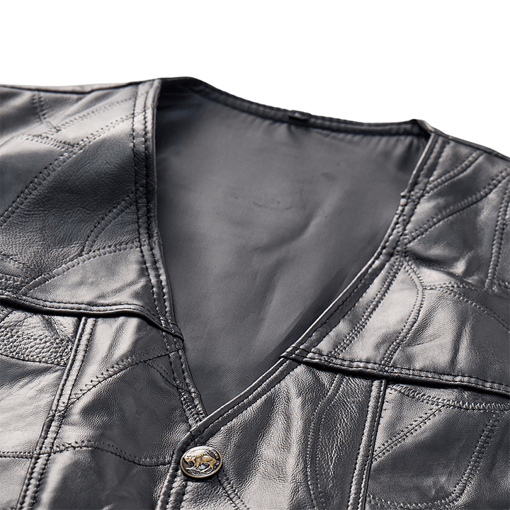 Gilet da motociclista in pelle stile punk con coulisse laterale - image 5