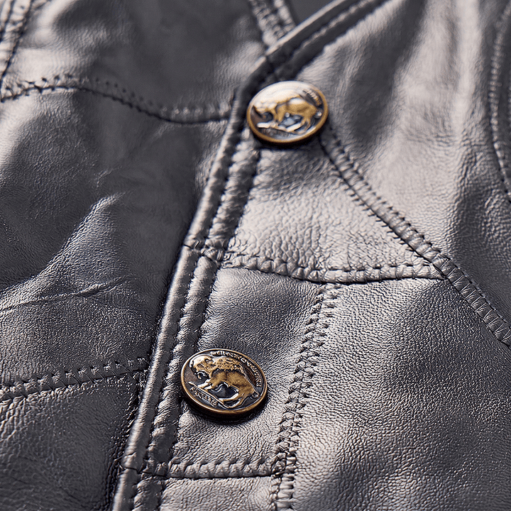 Gilet da motociclista in pelle stile punk con coulisse laterale - image 6