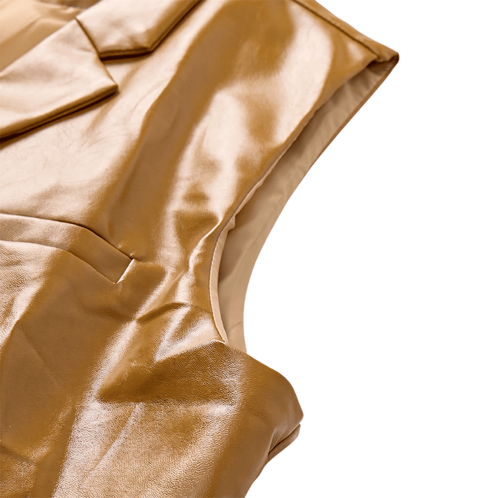 Gilet da uomo in pelle stile western vintage con revers a tacca - image 8