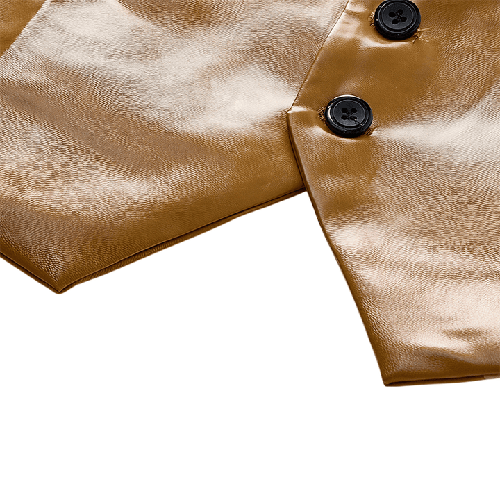 Gilet da uomo in pelle stile western vintage con revers a tacca - image 11
