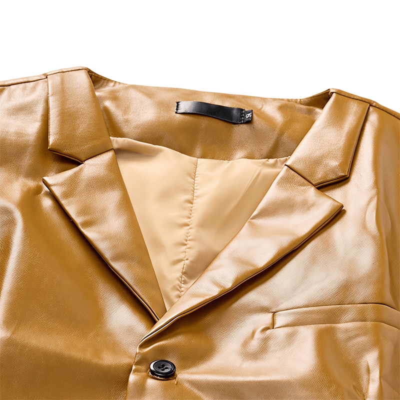 Gilet da uomo in pelle stile western vintage con revers a tacca - image 7