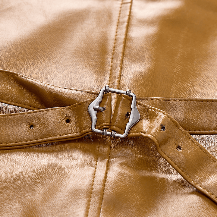 Gilet da uomo in pelle stile western vintage con revers a tacca - image 12