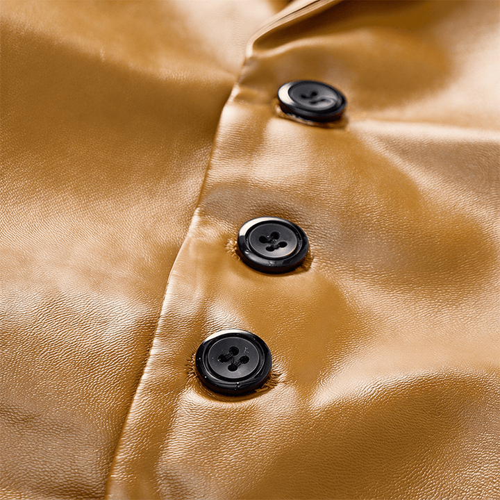 Gilet da uomo in pelle stile western vintage con revers a tacca - image 9