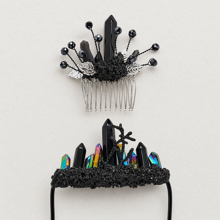 Set composto da boutonnière da taschino per lo sposo e pettine per capelli da sposa con cristalli, realizzati a mano. - image 15