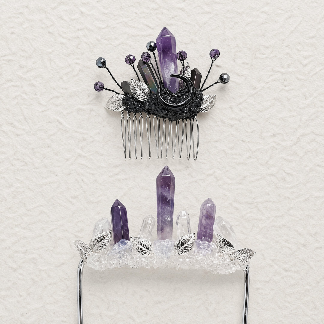 Set composto da boutonnière da taschino per lo sposo e pettine per capelli da sposa con cristalli, realizzati a mano. - image 13