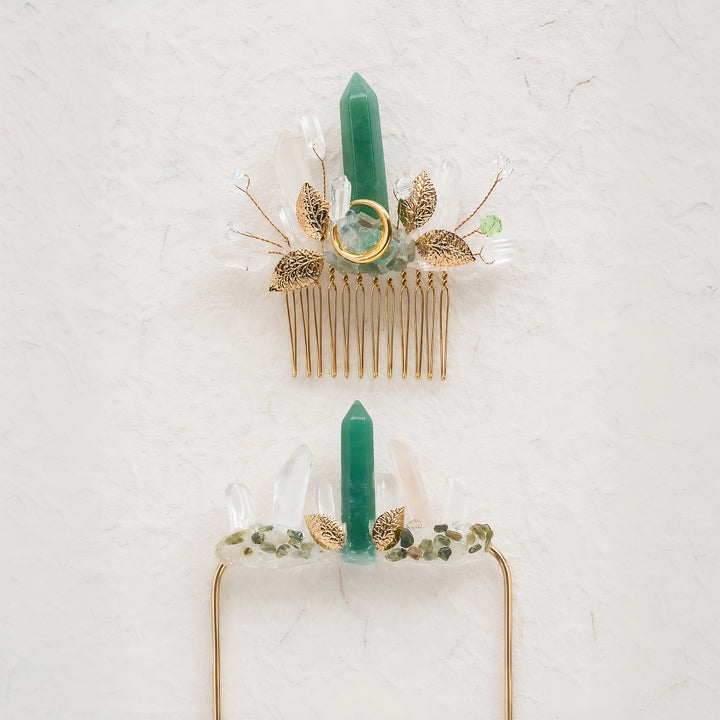 Set composto da boutonnière da taschino per lo sposo e pettine per capelli da sposa con cristalli, realizzati a mano. - image 11