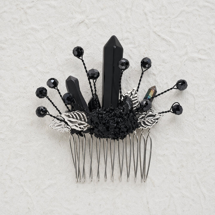 Pettine per capelli da donna con dettagli a foglia in vero cristallo. - image 9