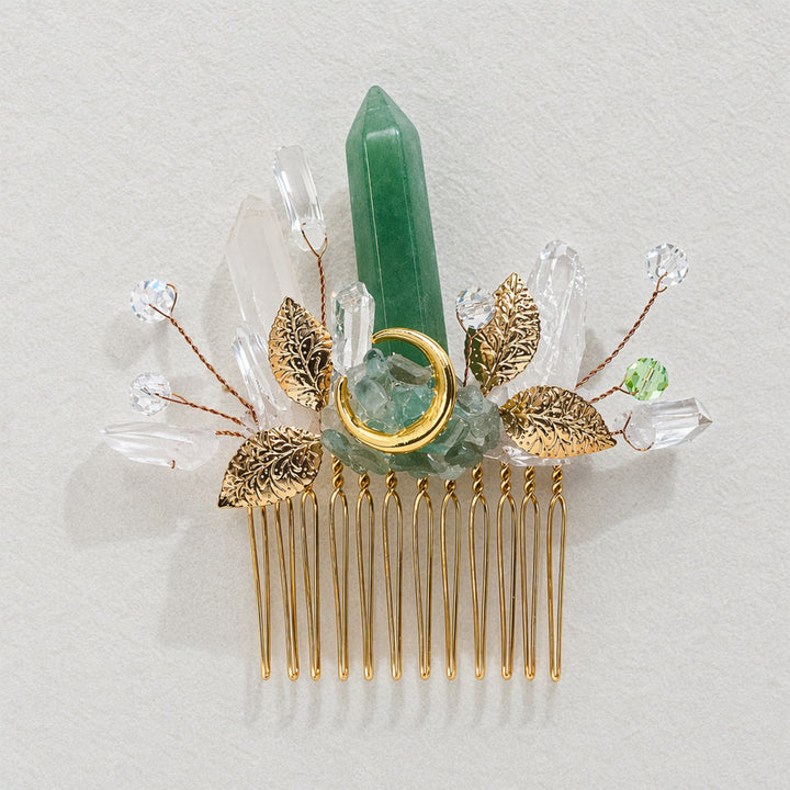 Pettine per capelli da donna con dettagli a foglia in vero cristallo. - image 5