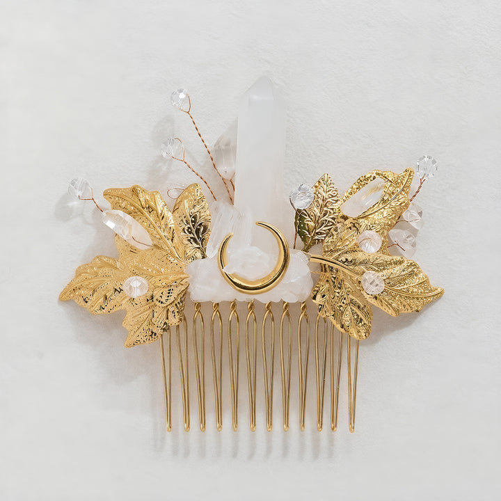 Pettine per capelli da donna con dettagli a foglia in vero cristallo. - image 7