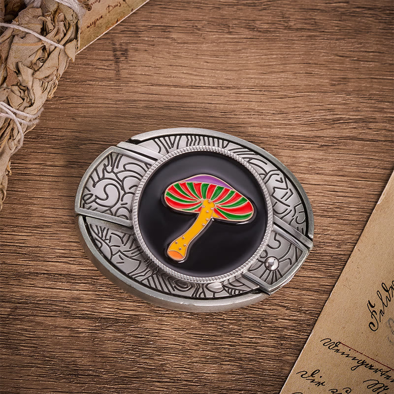 Cintura in pelle con fibbia a forma di coltello pieghevole nascosto a forma di fungo psichedelico arcobaleno. - image 9