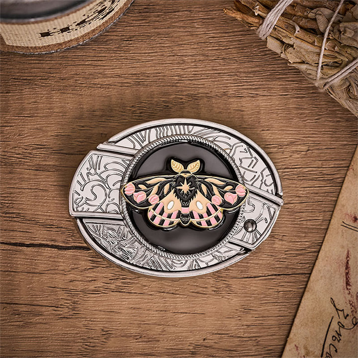 Cintura in pelle con fibbia a coltello pieghevole nascosto Mystic Moth rosa e oro - image 9