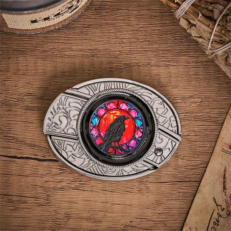 Cintura in pelle con fibbia a coltello pieghevole nascosto Midnight Raven Window. - image 9