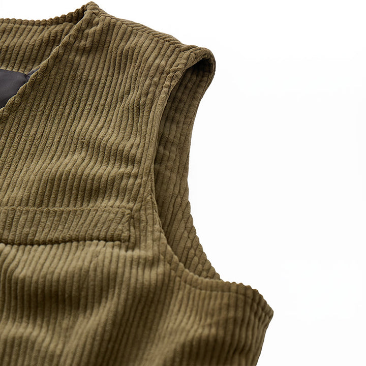 Gilet minimalista in velluto a coste con scollo a V in stile retrò Ivy League. - image 10