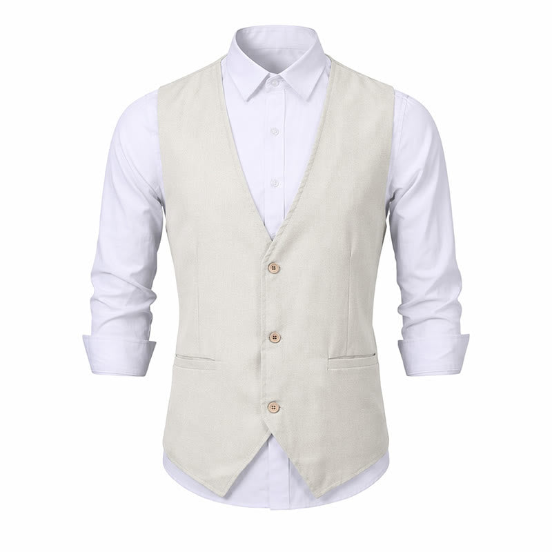Gilet estivo casual in lino traspirante per tutti i giorni. - image 17